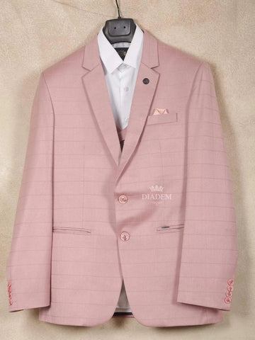 Light Pink Cotton Blend Coat Suit Paired with Matching Tie - Diadem