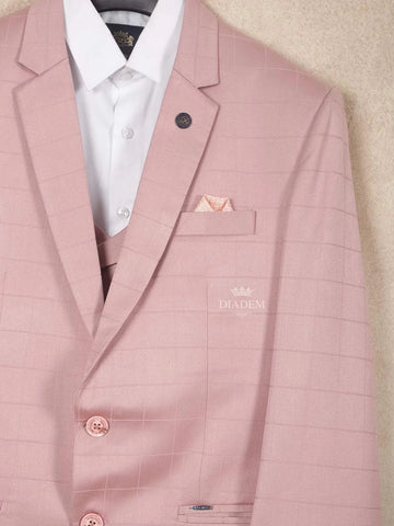 Light Pink Cotton Blend Coat Suit Paired with Matching Tie - Diadem