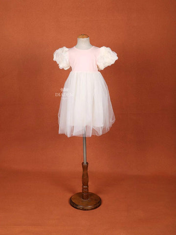 Sandal and Light Pink Net Gown with Puff Sleeves - Diadem