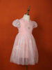 Light Pink Net Gown Embellished with Glitters and Barbie Prints - Diadem