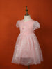Light Pink Net Gown Embellished with Glitters and Barbie Prints - Diadem