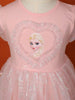Light Pink Net Gown Embellished with Glitters and Barbie Prints - Diadem