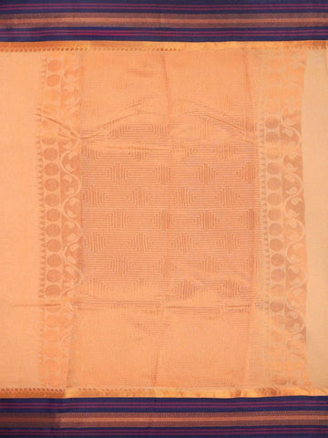 Orange Silk Cotton Saree with Floral Square Design on the Body with Contrast Border - Diadem