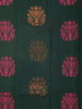 Dark Green Silk Cotton Saree with Tree Motif on the Body with Contrast Border - Diadem
