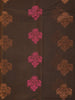 Brown Silk Cotton Saree with Flower Motifs on the Body and without Border - Diadem