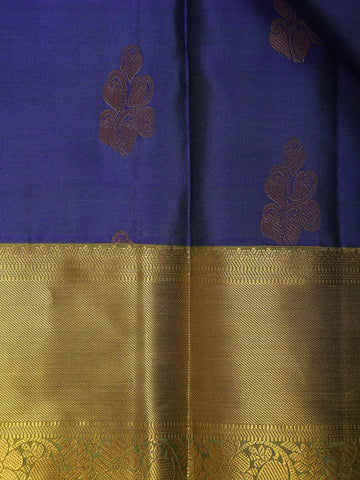 Blue Floral Woven Pure Kanchipuram Silk Saree - Diadem