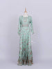 Teal Green Cotton Long Kurti Top Adorned with Flower Design without Dupatta - Diadem