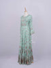 Teal Green Cotton Long Kurti Top Adorned with Flower Design without Dupatta - Diadem
