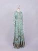 Teal Green Cotton Long Kurti Top Adorned with Flower Design without Dupatta - Diadem