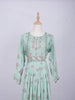 Teal Green Cotton Long Kurti Top Adorned with Flower Design without Dupatta - Diadem