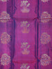 Violet Pure Kanchipuram Bridal Silk Saree with Floral Plant Design on the Body and without Border - Diadem