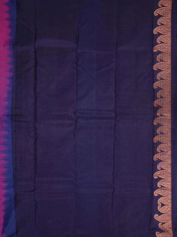 Violet Pure Kanchipuram Bridal Silk Saree with Floral Plant Design on the Body and without Border - Diadem