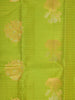 Green Pure Kanchipuram Silk Saree with Flower Plant Deign on the Body and without Border - Diadem