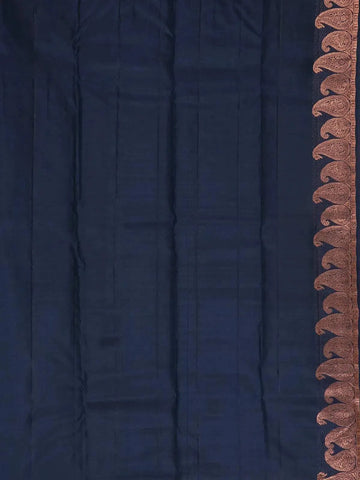 Green Pure Kanchipuram Silk Saree with Flower Plant Deign on the Body and without Border - Diadem