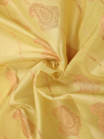 Sandal Pure Kanchipuram Bridal Silk Saree with Paisley Motifs on the Body and without Border - Diadem