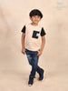 Cream with Black Solid Cotton T-Shirt - Diadem