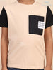 Cream with Black Solid Cotton T-Shirt - Diadem