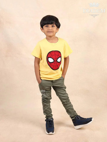Yellow Cotton Spider-Man T-Shirt - Diadem