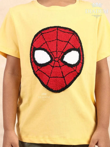 Yellow Cotton Spider-Man T-Shirt - Diadem