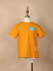 Orange Cotton Half Sleeve T-Shirt with Dinosaur Prints - Diadem