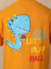 Orange Cotton Half Sleeve T-Shirt with Dinosaur Prints - Diadem