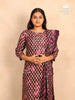 Wine Straight Cut Cotton Salwar Suit with Floral Prints and paired with Dupatta - Diadem