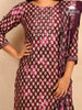 Wine Straight Cut Cotton Salwar Suit with Floral Prints and paired with Dupatta - Diadem