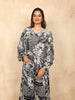 Black Palazzo Salwar Suit Adorned with Sequins and Flower Designs - Diadem