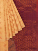 Light Orange Silk Saree with Floral Motif on the Body and Without Border - Diadem