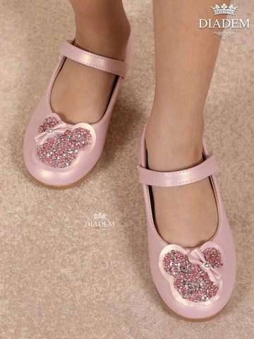 Pink Ballerina Flats Adorned with Stones - Diadem