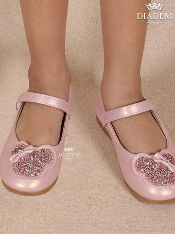 Pink Ballerina Flats Adorned with Stones - Diadem