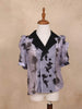 Ash Notch Collar Top with Floral Design - Diadem