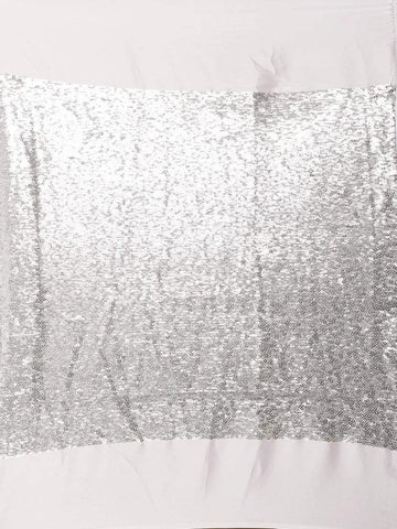 White Georgette Bridal Saree with Sequins and Beads Design on the Body without Border - Diadem