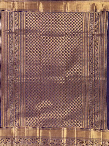 Multicolor Pure Kanchipuram Bridal Silk Saree with Peacock Motif on the body and Contrast Zari Border - Diadem