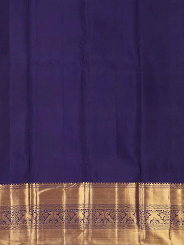 Multicolor Pure Kanchipuram Bridal Silk Saree with Peacock Motif on the body and Contrast Zari Border - Diadem