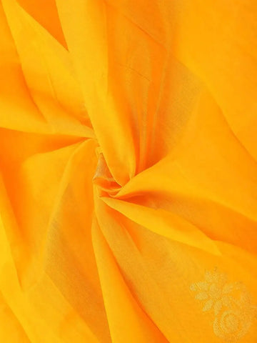 Yellow Silk Cotton Saree with Lotus Motifs on the Body with Contrast Border - Diadem