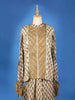 Beige Palazzo Salwar Suit Adorned with Floral Prints With Closed Collar and Full Sleeve - Diadem