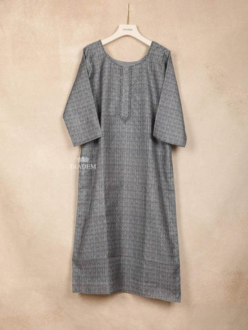 Grey Straight Cut Salwar Suits for Women Adorned with Printed Floral Design with Dupatta - Diadem