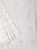 White Satin Bridal Saree with Beads and Floral Design and Design Border - Diadem