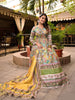 Mustard Yellow Crepe Anarkali Salwar Suit with Floral Prints Paired with Dupatta and Waist Belt - Diadem