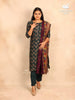 Dark Green Straight Cut Salwar Suit in Cotton with Floral Prints paired with Dupatta - Diadem