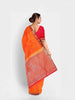 Orange Silk Saree with Zari Butta on the body and Contrast Zari Border - Diadem