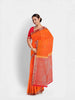 Orange Silk Saree with Zari Butta on the body and Contrast Zari Border - Diadem
