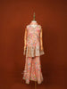Light Peach Georgette Palazzo Salwar Suit Adorned with Floral Prints and paired with Dupatta - Diadem