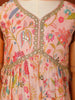 Light Peach Georgette Palazzo Salwar Suit Adorned with Floral Prints and paired with Dupatta - Diadem