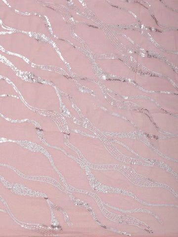 Light Peach Chiffon Saree with Sequins Designs on the body and Embroidery Border - Diadem