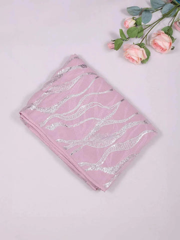 Light Pink Organza Saree with Sequins Designs on the body and Embroidery Border - Diadem