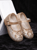 Gold Glitter Ballerinas with Attached 3D Flowers for Girls - Diadem