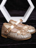 Gold Glitter Ballerinas with Attached 3D Flowers for Girls - Diadem