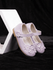 Lavender Matte Ballerinas with Attached 3D Flowers for Girls - Diadem